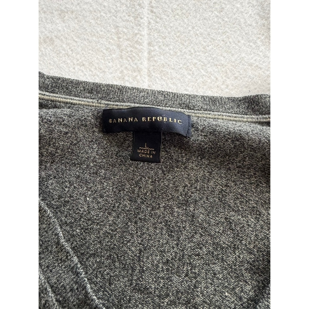 Banana Republic Mens Silk Cotton Cashmere V-Neck Sweater Gray Large - Picture 3 of 6